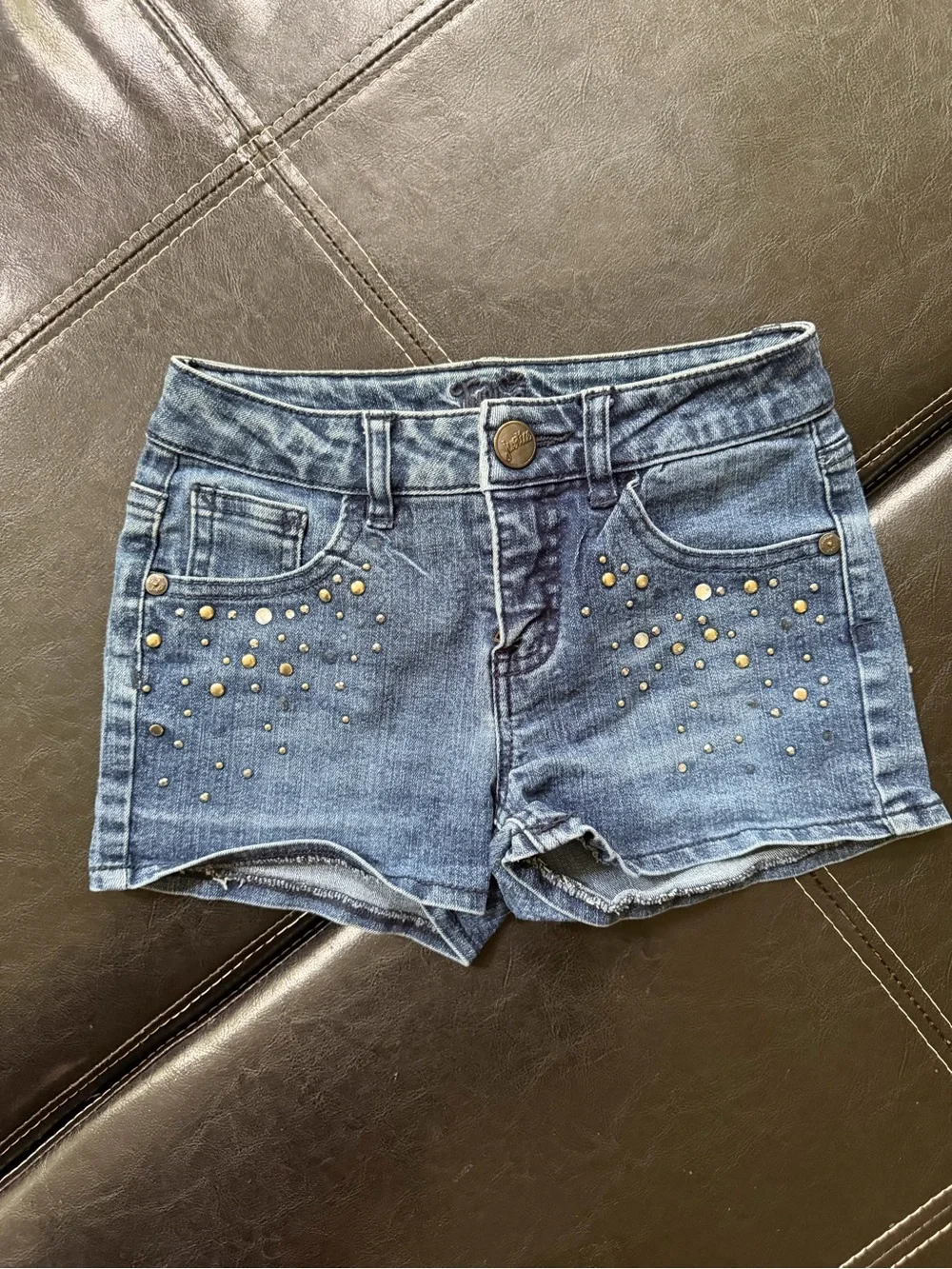 Justice - Medium Denim Shorts with Silver Stud Accents